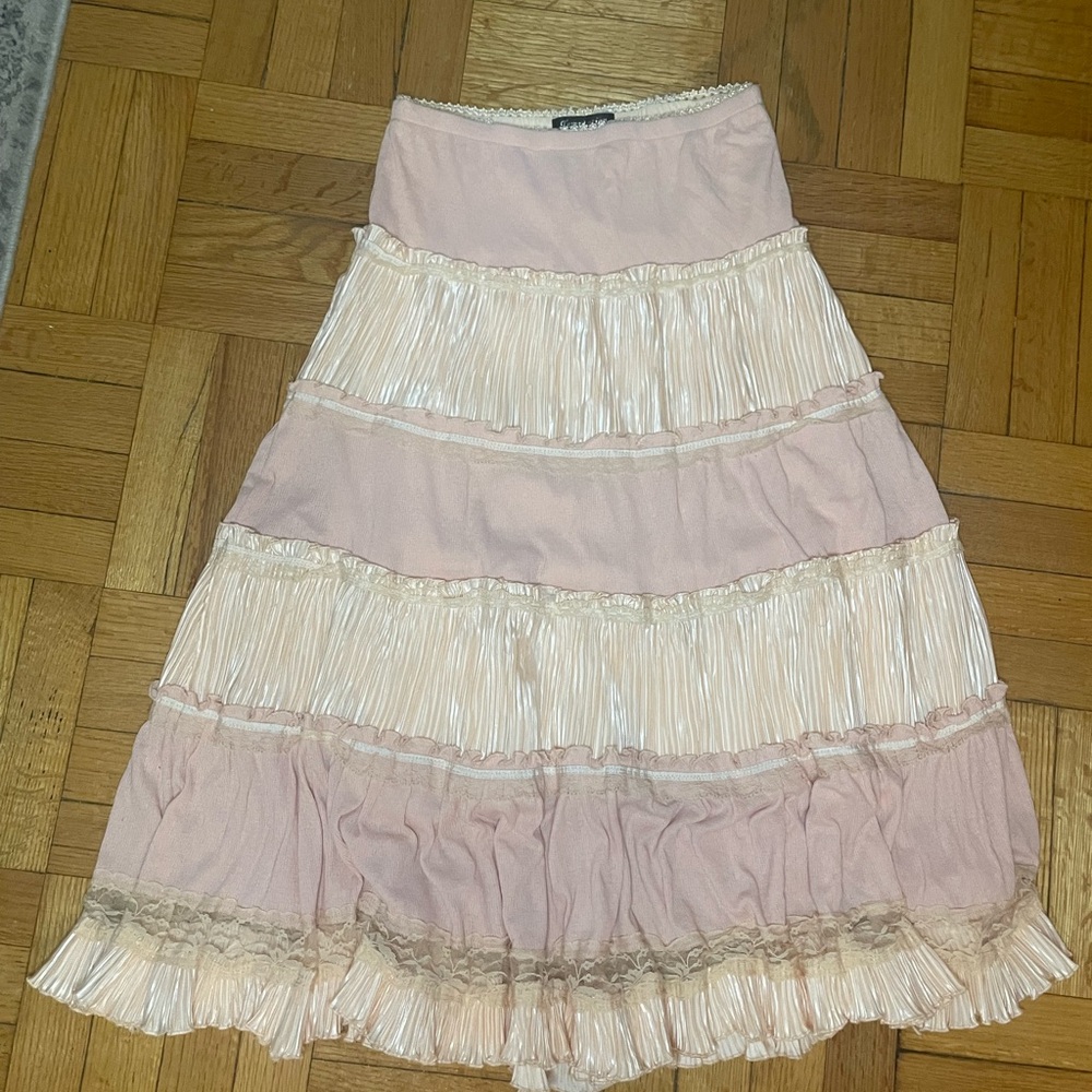 Temptations Blush and Cream Tiered Maxi Skirt